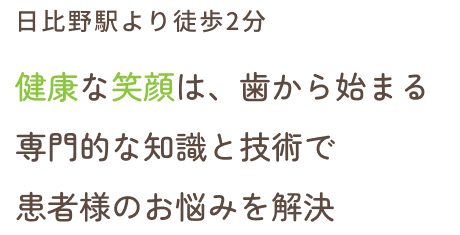 健康な笑顔は、歯から始まる 専門的な知識と技術で患者様のお悩みを解決